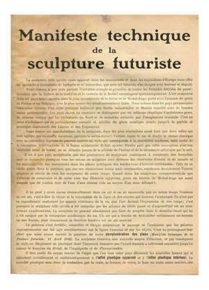 Manifeste Technique de la Sculpture Futuriste - Original Manifesto - 1912 1912
