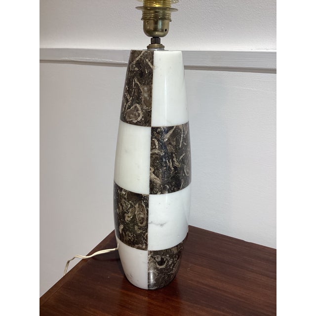 Tan Marble Lamp in the style of Angelo Mangiarotti, 1970s For Sale - Image 8 of 11