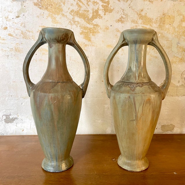 Ceramic Vintage Amphora Vases by Gilbert Méténier, 1920s, Set of 2 For Sale - Image 7 of 7