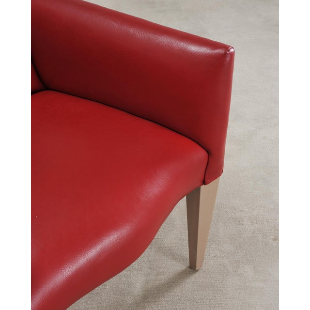 Pair of Italian Art Deco Style Red Leather Lounge Armchairs For Sale - Image 9 of 18