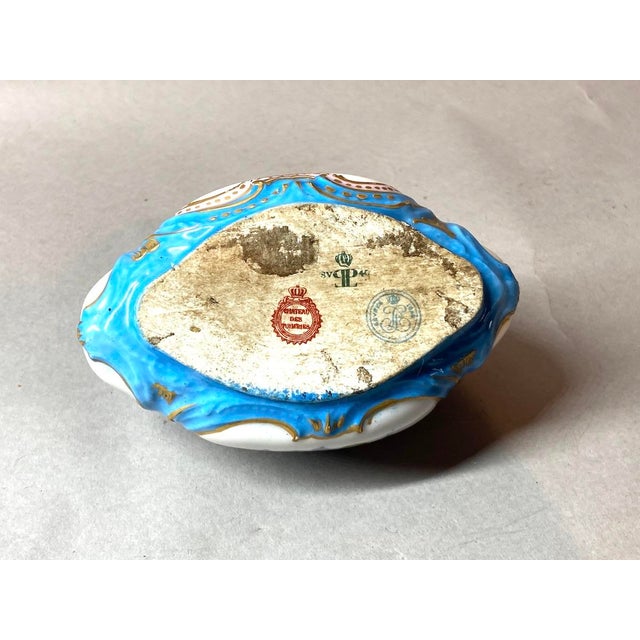 1840s Sevres Louis XVI Turquoise Porcelain Box For Sale - Image 10 of 12