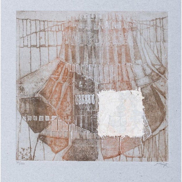 Marie-Therese Fayet (Spanish, b. 1934), "Force et Fragilite" [Strength and Fragility], Mixed Media Aquatint on Embossed...