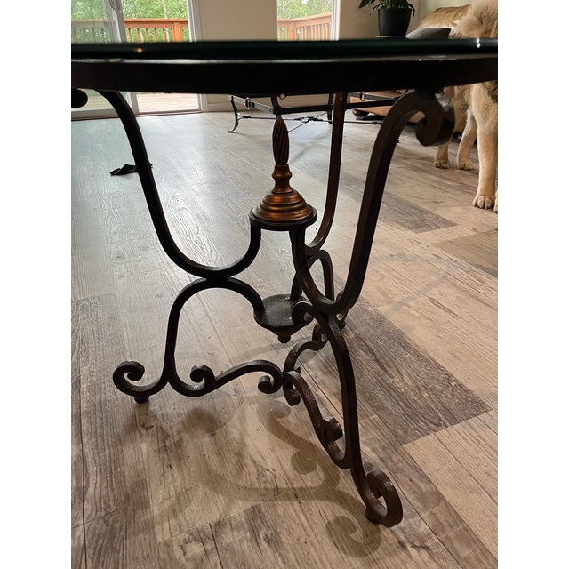 Vintage French Style Wrought Iron Accent Table With Round Glass Top For Sale - Image 4 of 10
