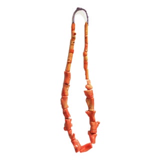 Vintage African Pear d'Ange Angel Skin Color Coral Necklace /Trade Beads 49pcs For Sale