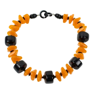 Angela Caputi Orange and Black Resin Choker Necklace