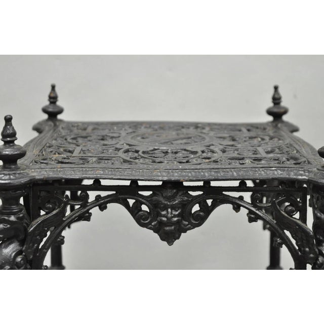 Antique French Renaissance Victorian Cast Iron Figural 3 Tier Plant Stand Table For Sale - Image 9 of 18