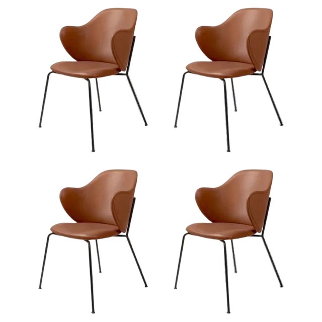 Brown Leather Lassen Chairs by Lassen, Set of 4 For Sale