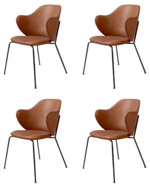 Brown Leather Lassen Chairs by Lassen, Set of 4