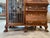 Early 20th Century Oak Side by Side Secretary Desk With Leaded Glass Curio Cabinet For Sale - Image 5 of 12