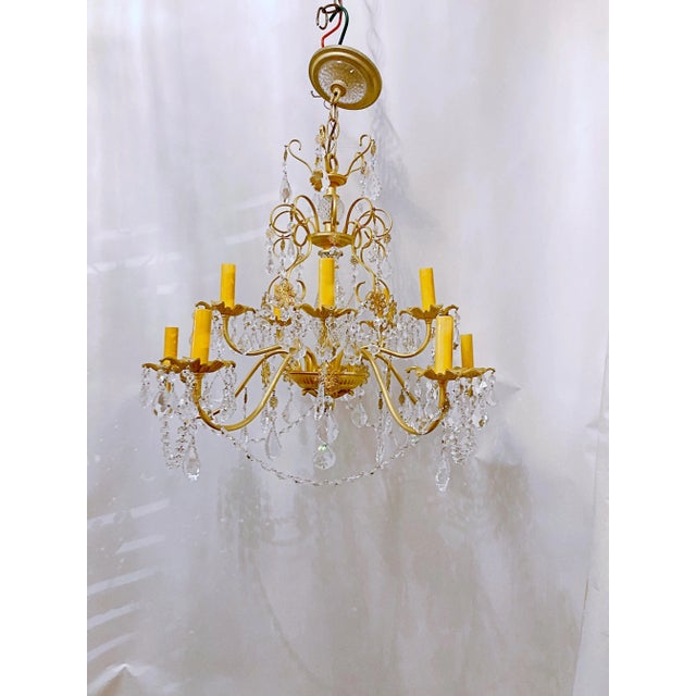 1950's Decorative Brass Chandelier For Sale - Image 10 of 10
