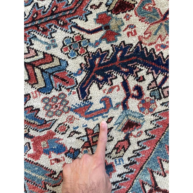 Blooming Jungle Antique Heriz Eggshell Linen Ground Rug 8 x 11 For Sale - Image 13 of 13
