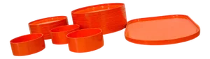 Vintage Max Dinnerware Set in Orange ABS attributed to Massimo and Lella Vignelli for Heller, 1964, Set of 16