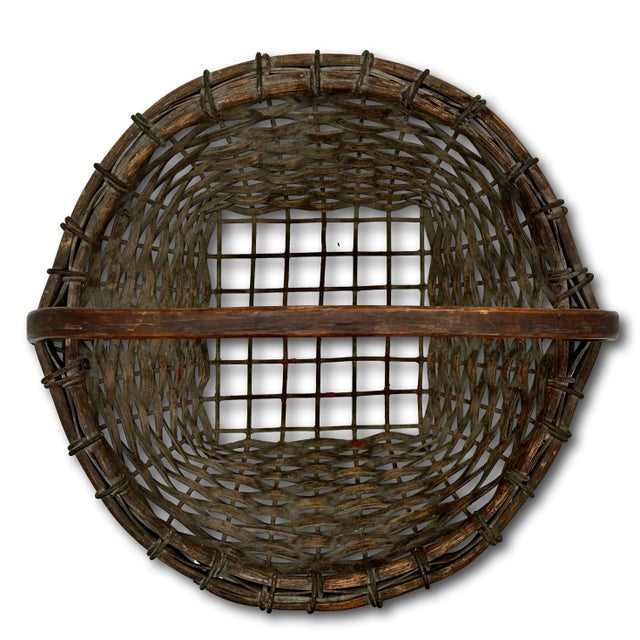 Early 20th Century Great Authentic Antique Steel Wire & Ash Wood Splint Massachusetts Famous Ipswich Clam Diggers Gathering Basket For Sale - Image 5 of 18