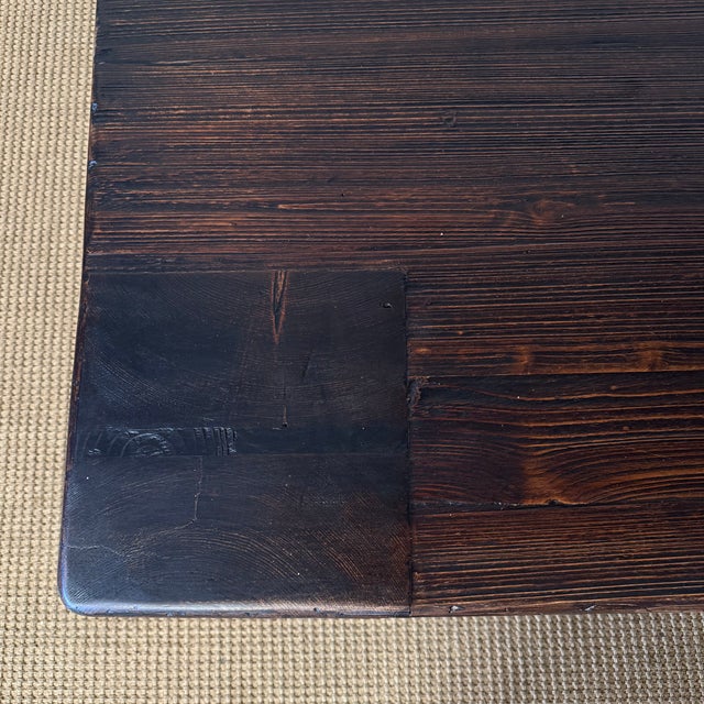 Large Reclaimed Fir Pine Beam XL Coffee Table in Dark Walnut For Sale - Image 10 of 14