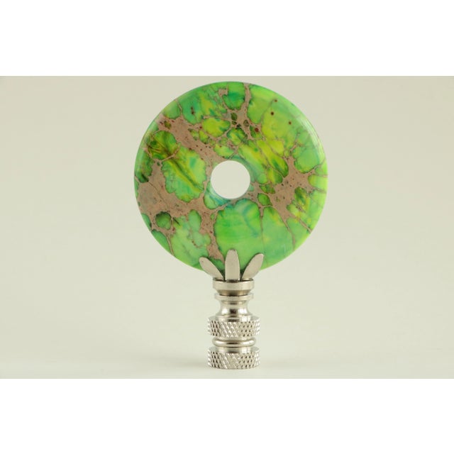 Chartreuse Green Sea Sediment Jasper Stone Lamp Finial For Sale - Image 4 of 4