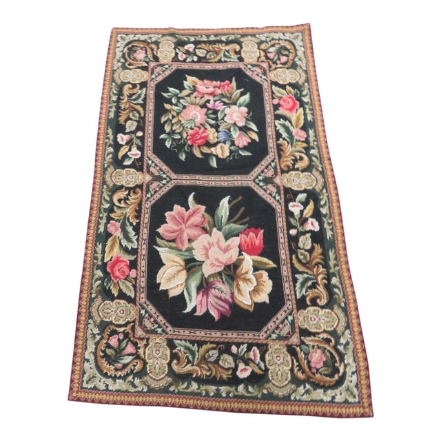 Early 20th Century French Aubusson Floral Rug For Sale