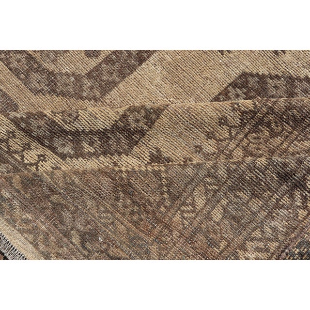 Vintage Turkomen Ersari Rug With Gul Design in Brown, Gray, Tan & Sand Colors 8'2 X 9'6 For Sale - Image 11 of 12