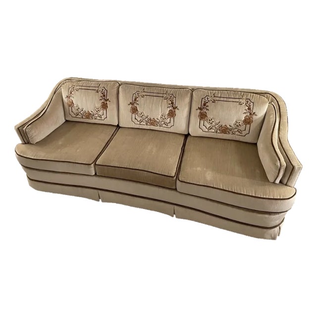 Italian Provincial Crushed Velvet Sofa For Sale