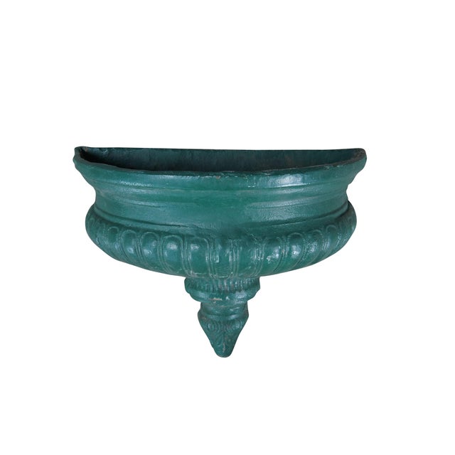 Neoclassical Late 20th Century Neoclassical Cast Iron Wall Fountain Bowl Garden Planter Urn Sconce Lavabo 23" For Sale - Image 3 of 11