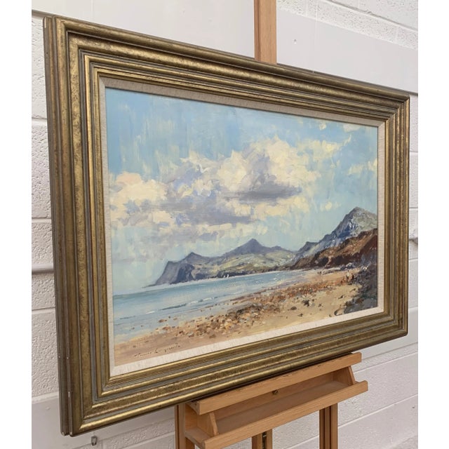 James Longueville PS PBSA (British Northern School) Landscape Seascape Painting of Coast from Nefyn in North Wales by...