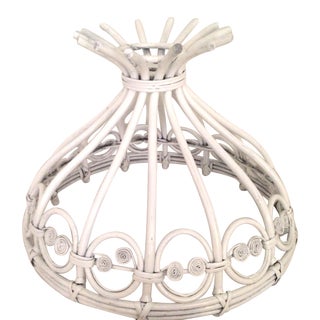 Vintage White Rattan Pendant For Sale