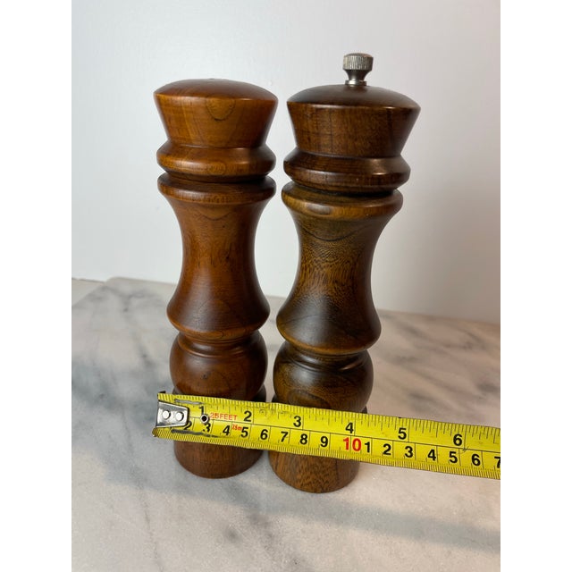 Mid 20th Century Goodwood Hardwood Salt & Pepper Shakers — Handcrafted Wood Tableware Set For Sale - Image 4 of 8