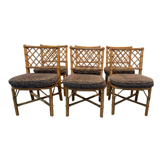 Set of 6 Mid 19th Century Chippendale Rattan Dining Chairs For Sale