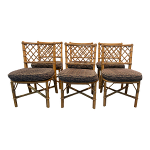 Set of 6 Mid 19th Century Chippendale Rattan Dining Chairs