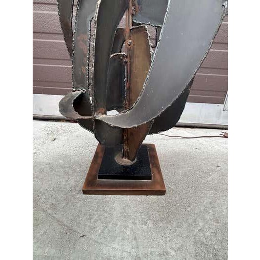 Richard Barr Torch Cut and Welded Brutalist Table Lamp done for Laurel Lighting. In nice original condition with a shade...