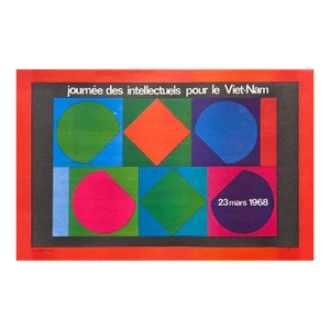 1968 Victor Vasarely Intellectuals Against Vietnam War Poster