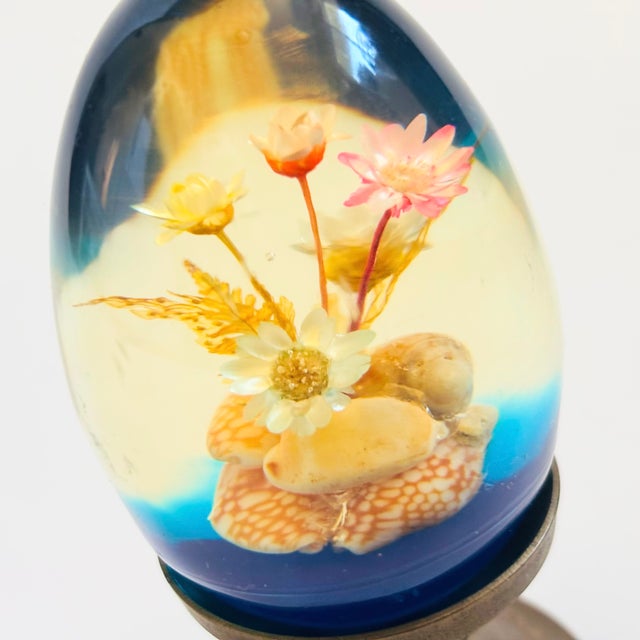 Lucite Egg on Brass Stand For Sale - Image 4 of 6