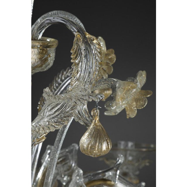 Large Murano Glass and Gold Chandelier For Sale - Image 16 of 18