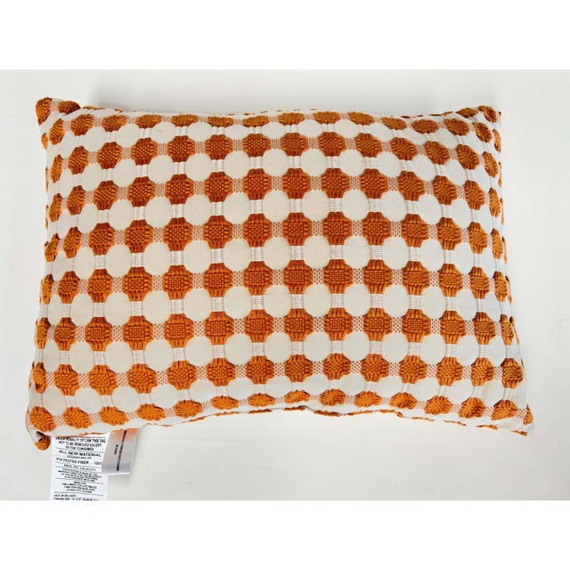 Tangerine Geometric Decorative Throw Pillow, USA Made Add a bold Mid-Century Modern accent to your interior with this...
