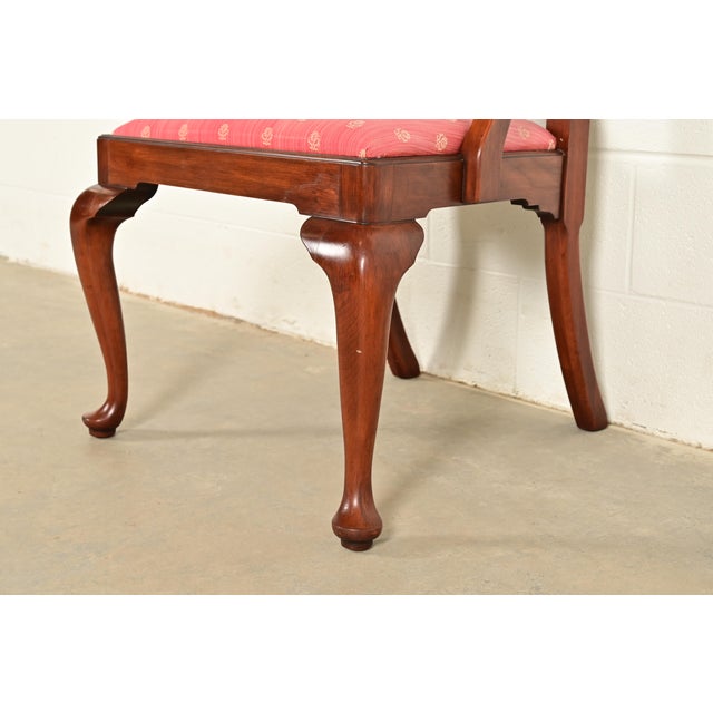 Henkel Harris Queen Anne Solid Cherry Wood Armchairs, Pair For Sale - Image 10 of 15