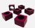 Vintage Magenta Square Embossed Plastic Napkin Rings - a Set of 6 Very unique square shape with circle center - great color!