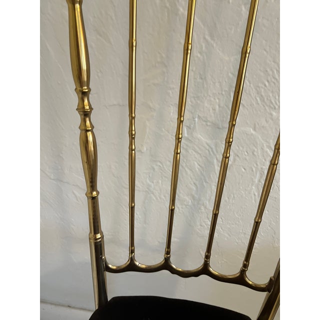 Hollywood Regency Pair of Vintage Italian Brass Chiavari High-Back Opera Chairs, 1960s — Palm Beach Estate For Sale - Image 3 of 12
