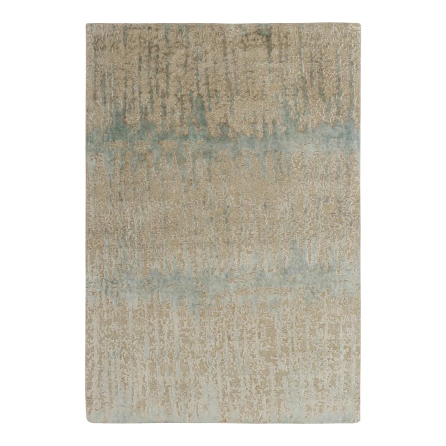 Hand-Knotted Abstract Rug in Blue, Beige-Brown Pattern by Rug & Kilim For Sale