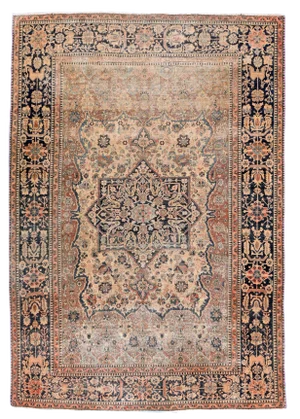 Antique Mohtasham Kashan Persian Rug-4'6" X 6'8"