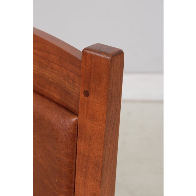 Set of 4 Stickley Mission Cherry Leather Dining Chairs For Sale - Image 12 of 18
