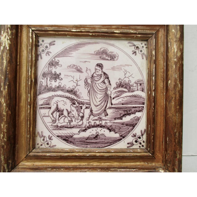 Figurative Delft Tiles Circa 1750s --a Pair of 2 For Sale - Image 3 of 8