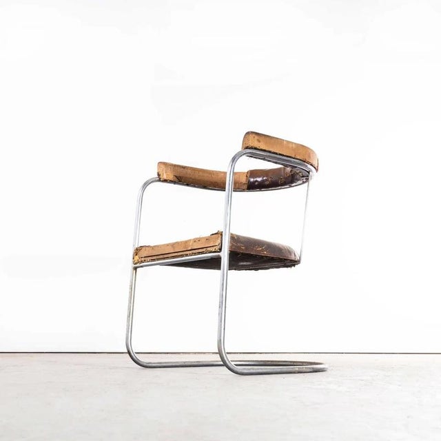 Pel Tubular Chrome Sprung Side Chair in Leather, 1930s For Sale - Image 11 of 11