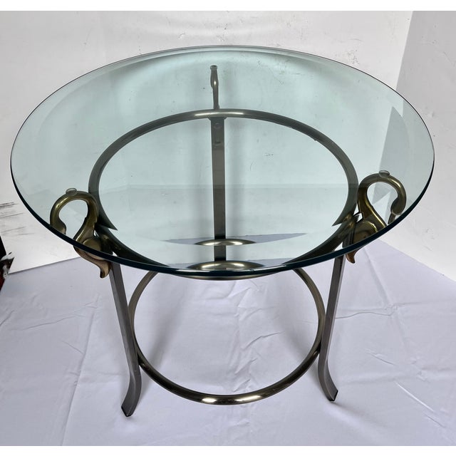 1980s Design Institute of America Beveled Glass Swan Accent Table For Sale - Image 12 of 16