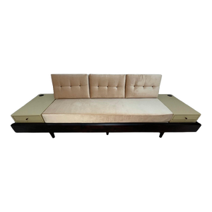 Custom Convertible Daybed Sofa With Integrated Side Tables, Sleeper Function & Power Outlets, Circa 1990s