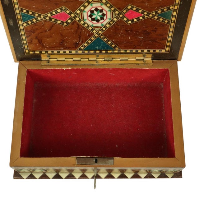 Marquetry Inlay Jewelry Trinket Box, 1970s For Sale - Image 3 of 18