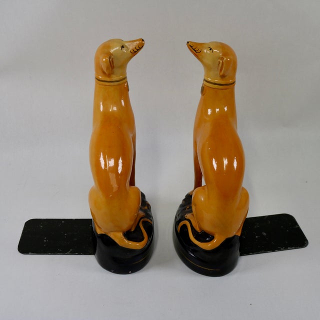 English Early 20th Century Italian Whippet/ Greyhound Dog Bookends Attributed to Borghese - A Pair For Sale - Image 3 of 16