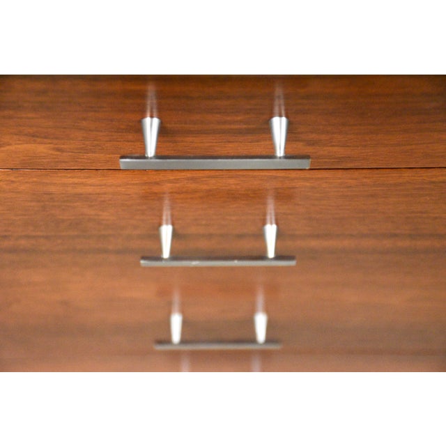 Brown 1960s Refinished Paul McCobb for Calvin Walnut Dresser Nightstand Chest For Sale - Image 8 of 11