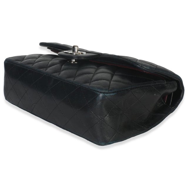 Animal Skin Black Quilted Lambskin Small Classic Double Flap Bag For Sale - Image 7 of 9