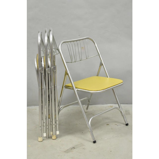 Vintage Mid Century Modern Aluminum Folding Dining Chairs by Airlite - Set of 4 For Sale - Image 18 of 18