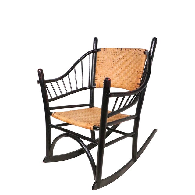 Black Mid 20th Century Old Hickory Style Rocking Chair For Sale - Image 8 of 15