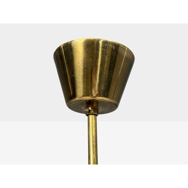 1950s Swedish Modern, Pendant Light, Teak, Brass, Glass For Sale - Image 10 of 10